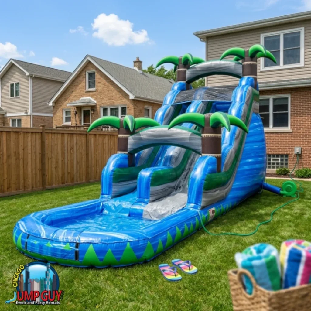 20Ft Blue Crush Water Slide rental for Mount Prospect IL events in ZIP code 60056