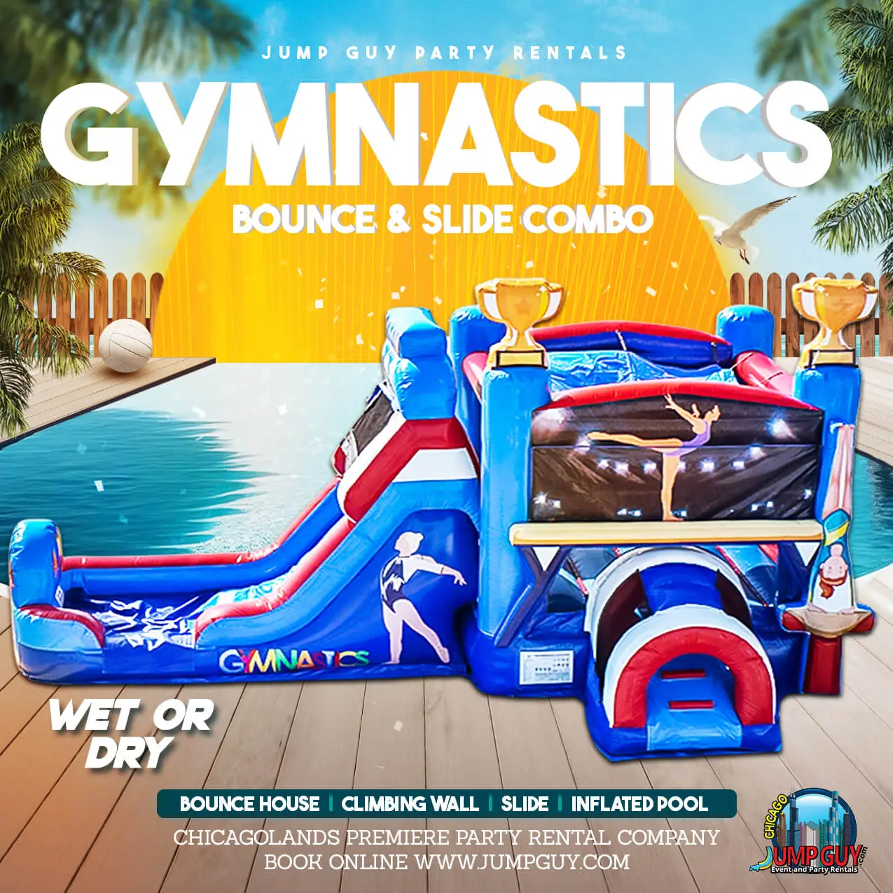 Gymnastics Bounce House Slide rental for Mount Prospect IL events in ZIP code 60056