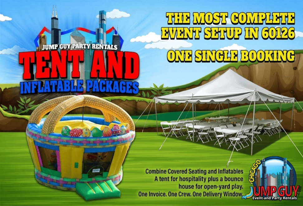 Tent And Inflatable Package Grid rental for Mount Prospect IL events in ZIP code 60056